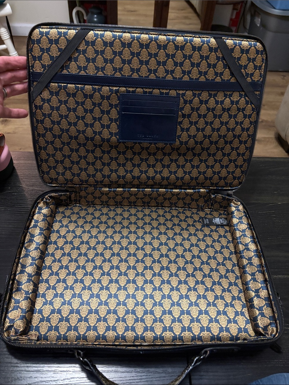 Ted Baker Navy & Brown Leather Laptop Briefcase - Picture 6 of 12